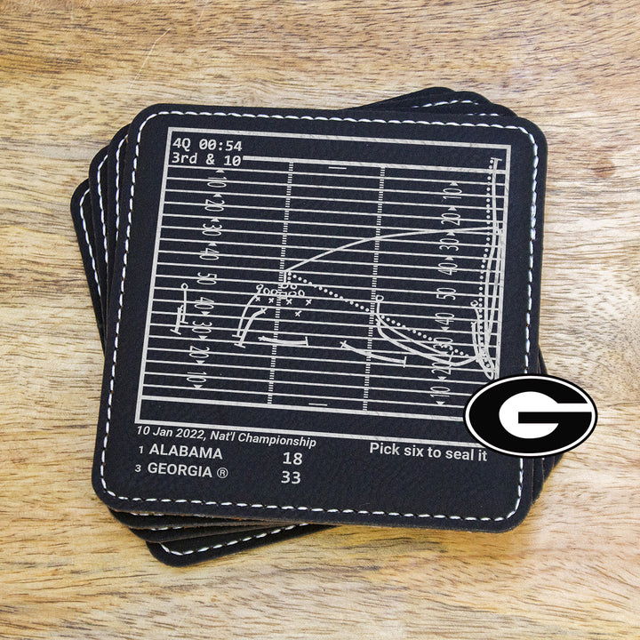 <b>2022 Champions</b> Georgia Football Plays: Leatherette Coasters (Set of 4)