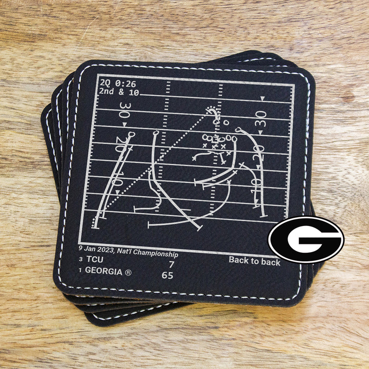<b>2023 Champions</b> Georgia Football Plays: Leatherette Coasters (Set of 4)