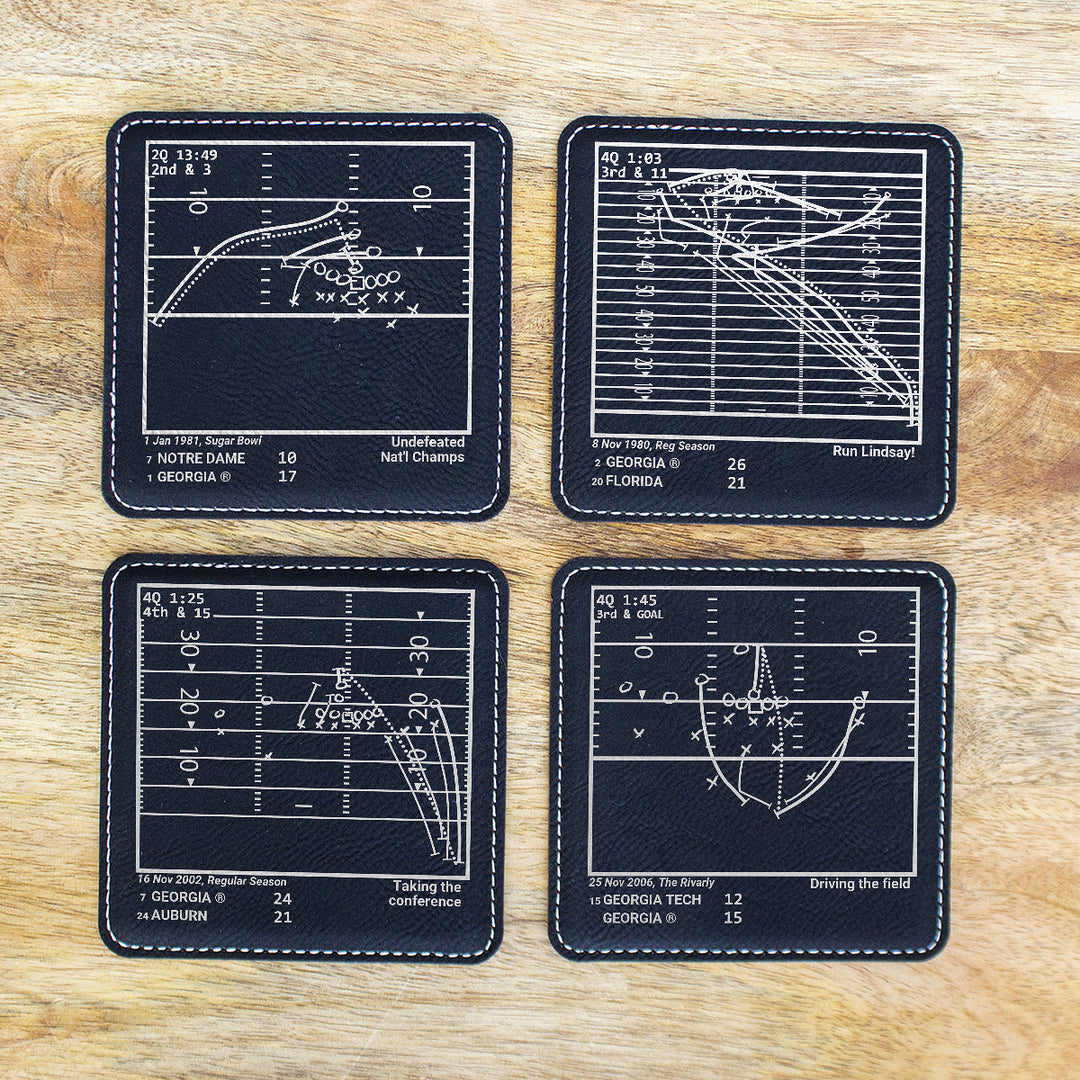 Greatest Georgia Football Plays: Leatherette Coasters (Set of 4)