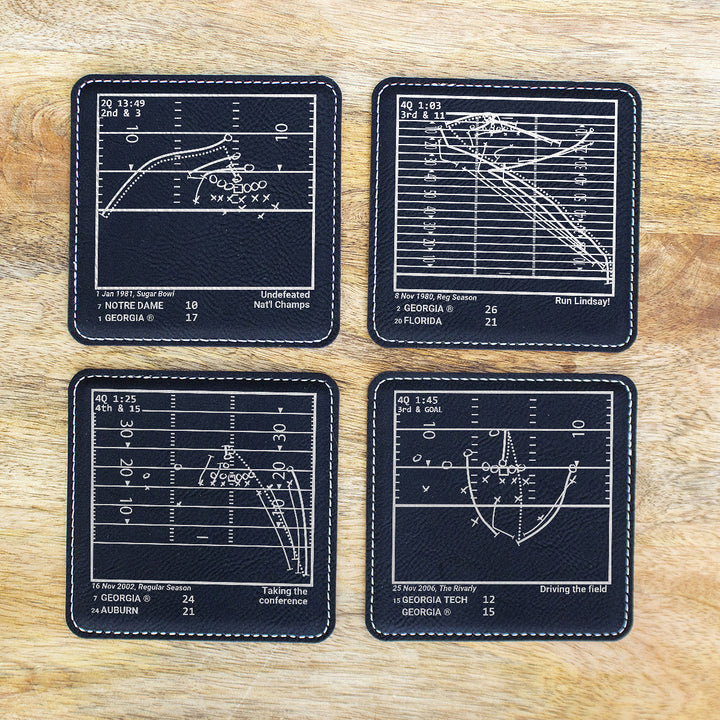 Greatest Georgia Football Plays: Leatherette Coasters (Set of 4)
