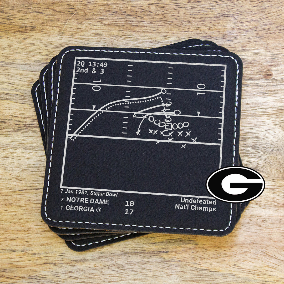Greatest Georgia Football Plays: Leatherette Coasters (Set of 4)