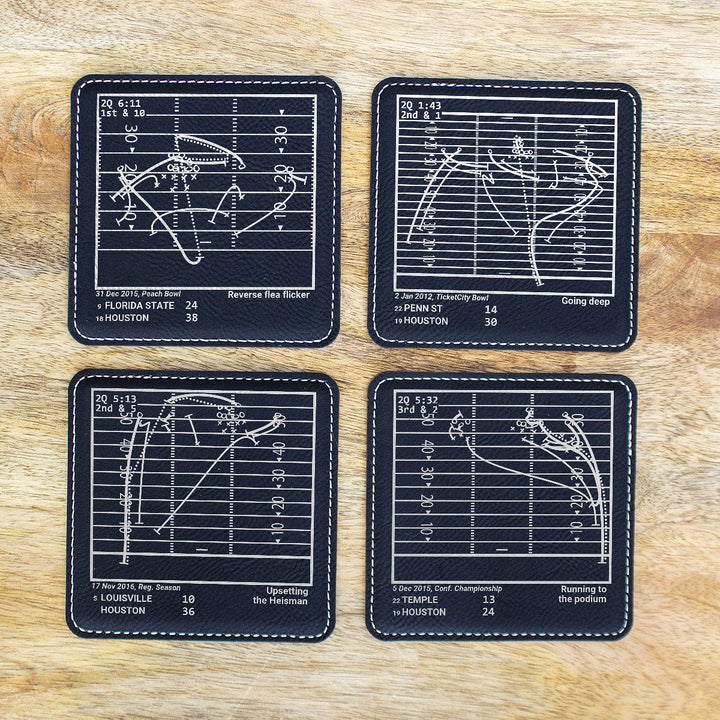 Greatest Houston Football Plays: Leatherette Coasters (Set of 4)