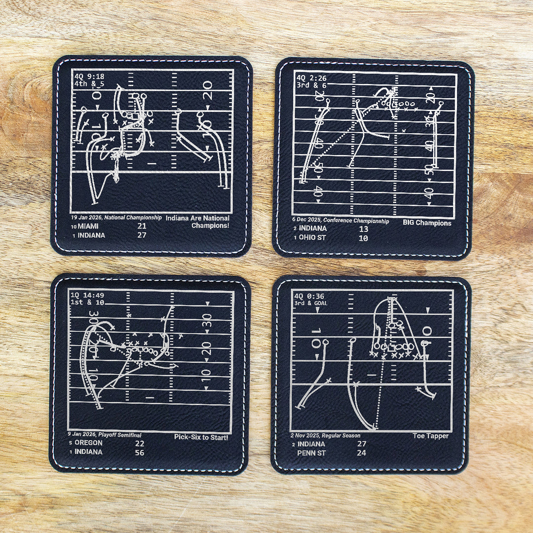 Greatest Indiana Football Plays: Leatherette Coasters (Set of 4)