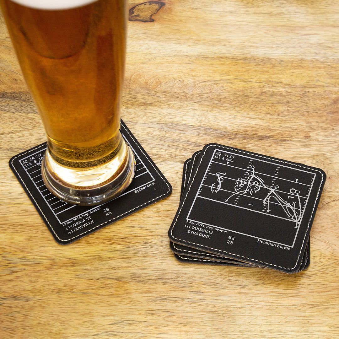 Greatest Louisville Football Plays: Leatherette Coasters (Set of 4)