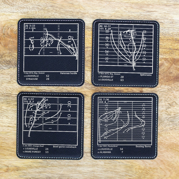 Greatest Louisville Football Plays: Leatherette Coasters (Set of 4)