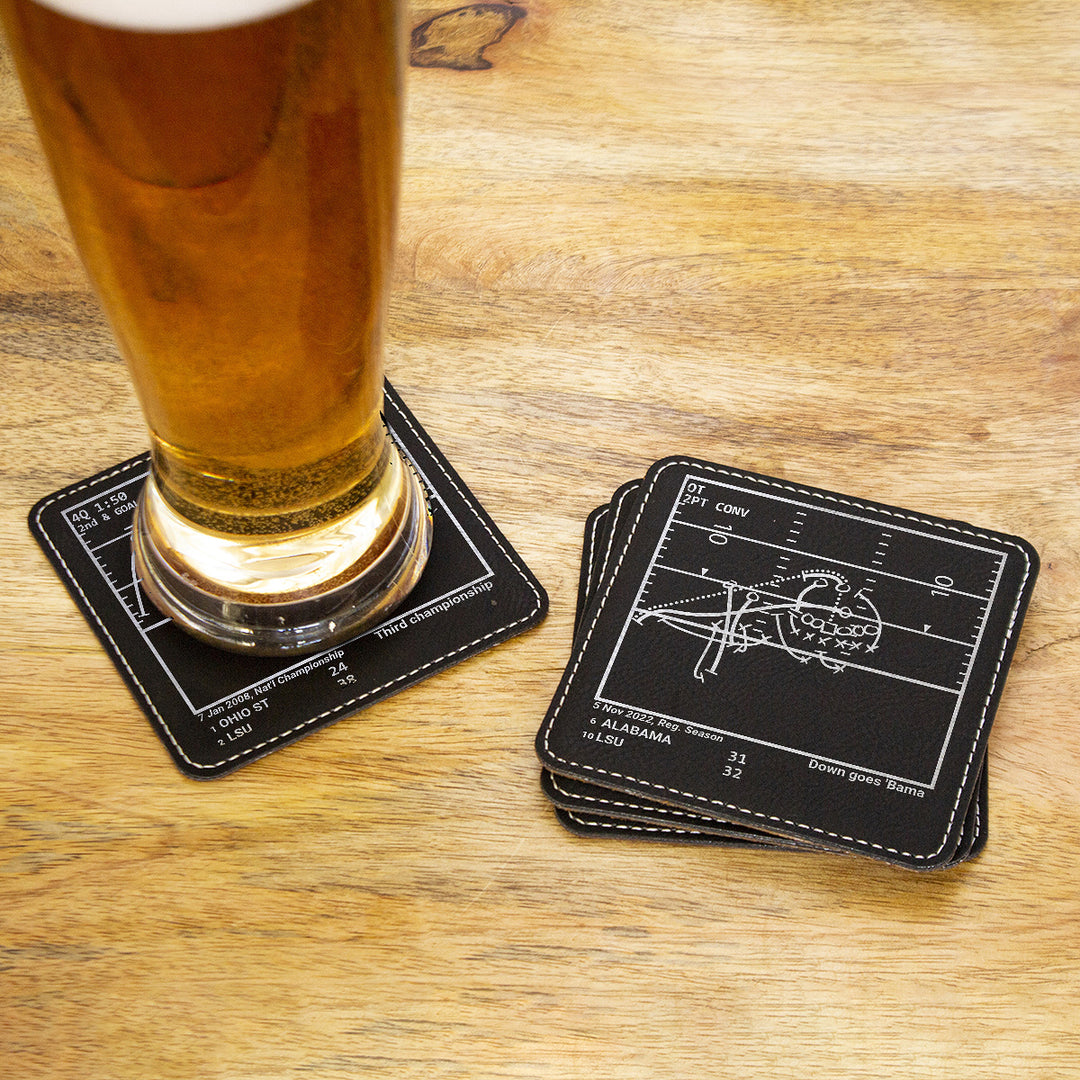 Greatest LSU Football Plays: Leatherette Coasters (Set of 4)