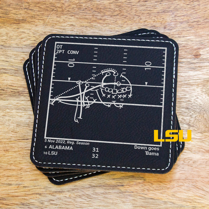 LSU Football Greatest Plays: Leatherette Coasters (Set of 4)