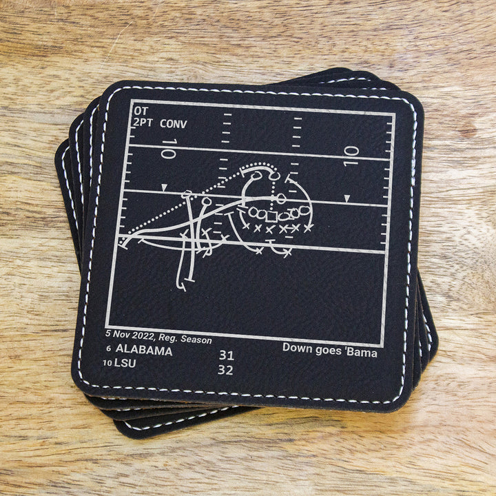 Greatest LSU Football Plays: Leatherette Coasters (Set of 4)