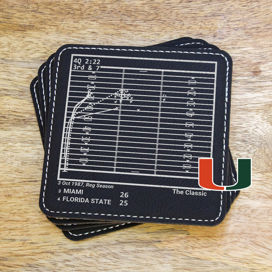 Greatest Miami Football Plays: Leatherette Coasters (Set of 4)