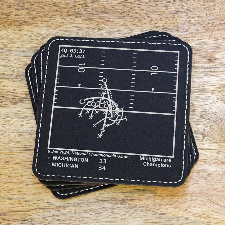 <b>2024 Champions</b> Michigan Football Plays: Leatherette Coasters (Set of 4)