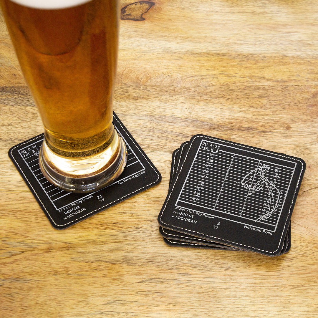 Greatest Michigan Football Plays: Leatherette Coasters (Set of 4)