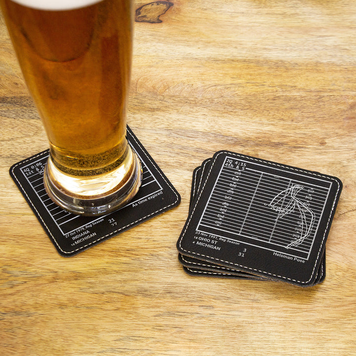 Greatest Michigan Football Plays: Leatherette Coasters (Set of 4)
