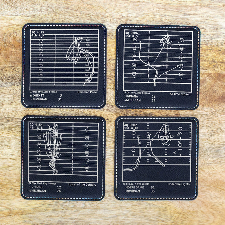 Greatest Michigan Football Plays: Leatherette Coasters (Set of 4)