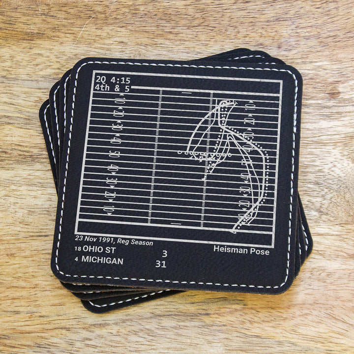 Greatest Michigan Football Plays: Leatherette Coasters (Set of 4)