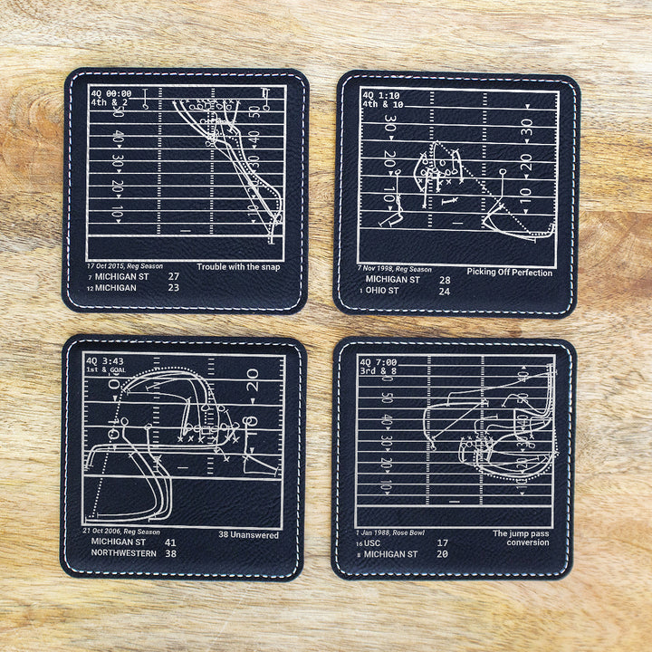 Greatest Michigan State Football Plays: Leatherette Coasters (Set of 4)