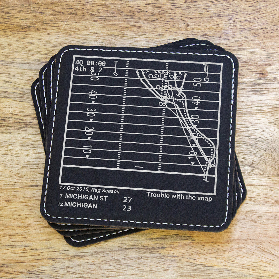 Greatest Michigan State Football Plays: Leatherette Coasters (Set of 4)