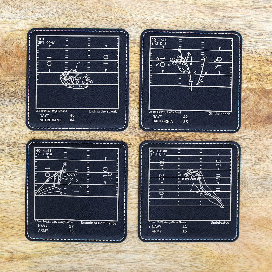 Greatest Navy Football Plays: Leatherette Coasters (Set of 4)