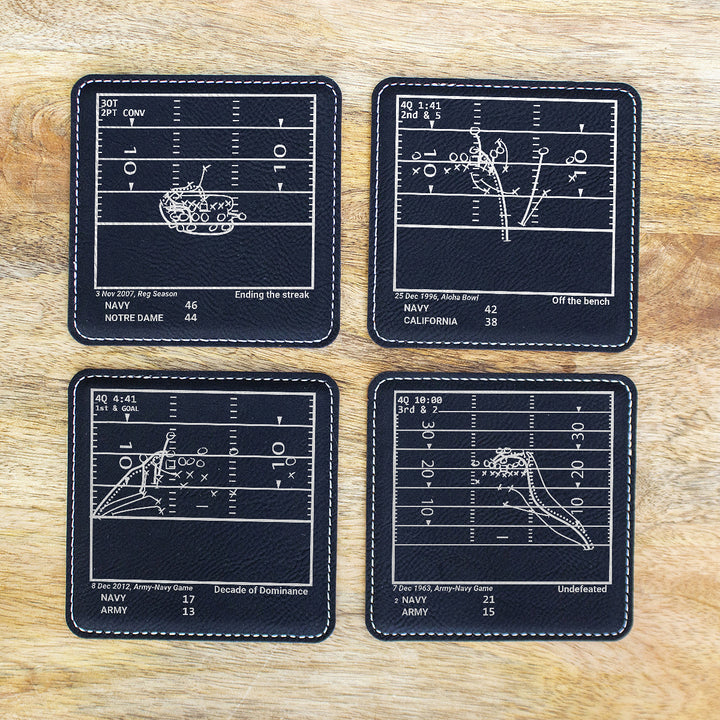 Greatest Navy Football Plays: Leatherette Coasters (Set of 4)