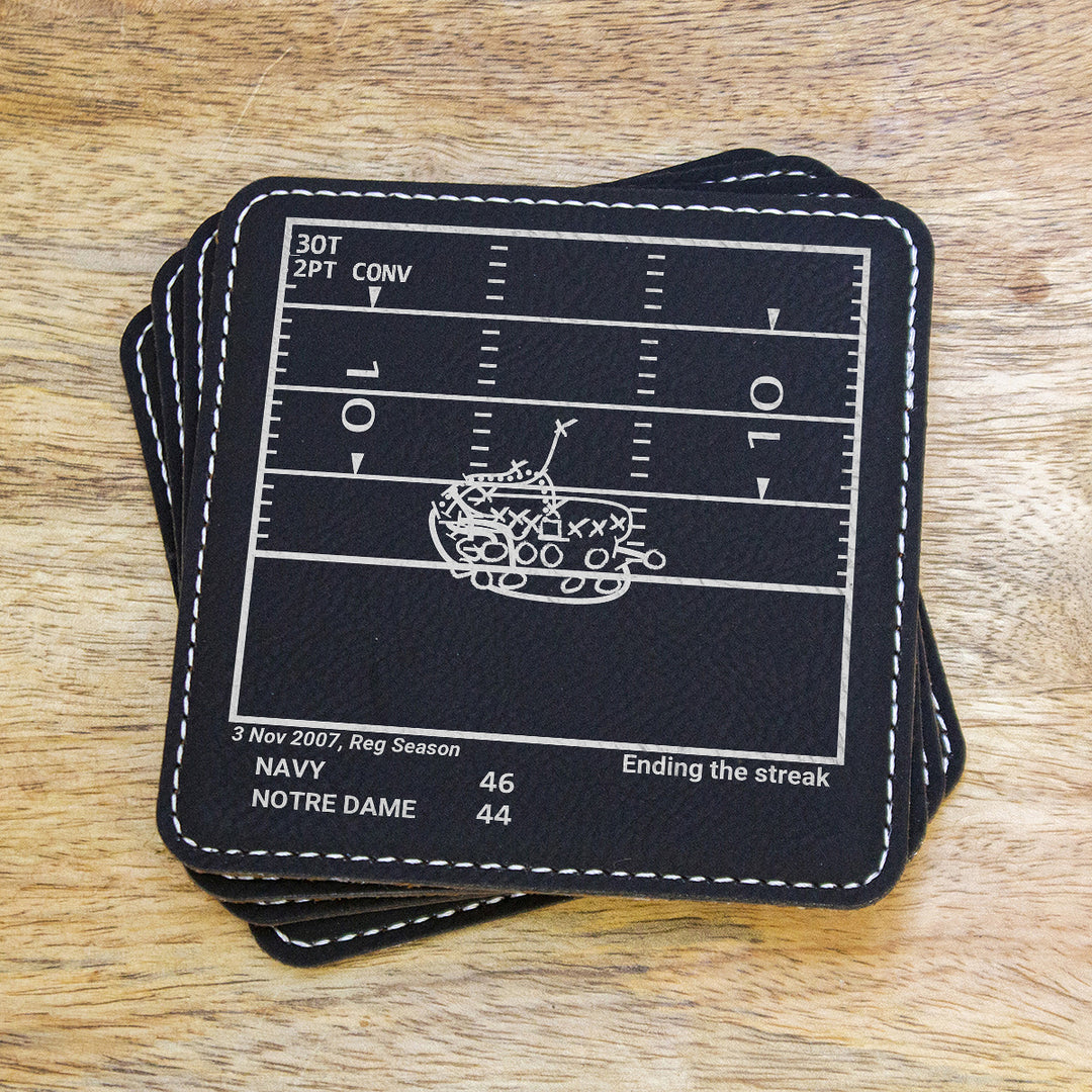 Greatest Navy Football Plays: Leatherette Coasters (Set of 4)