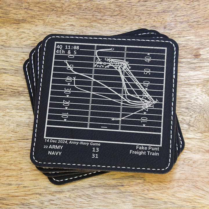 Greatest Navy Football Plays: Leatherette Coasters (Set of 4)