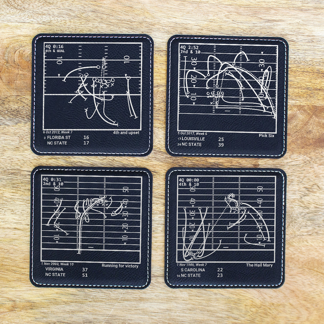 Greatest NC State Football Plays: Leatherette Coasters (Set of 4)