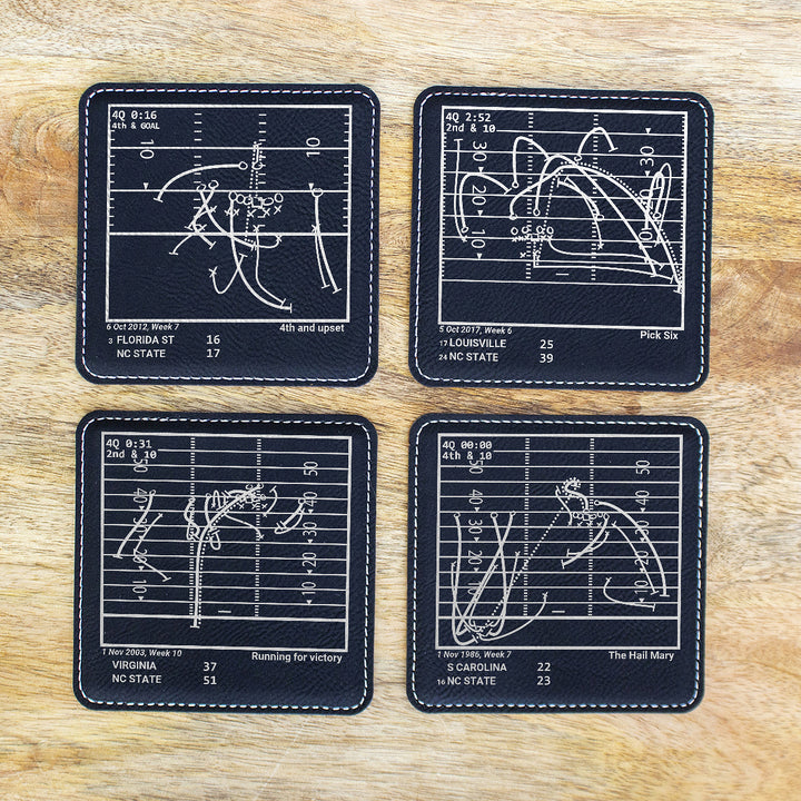 Greatest NC State Football Plays: Leatherette Coasters (Set of 4)