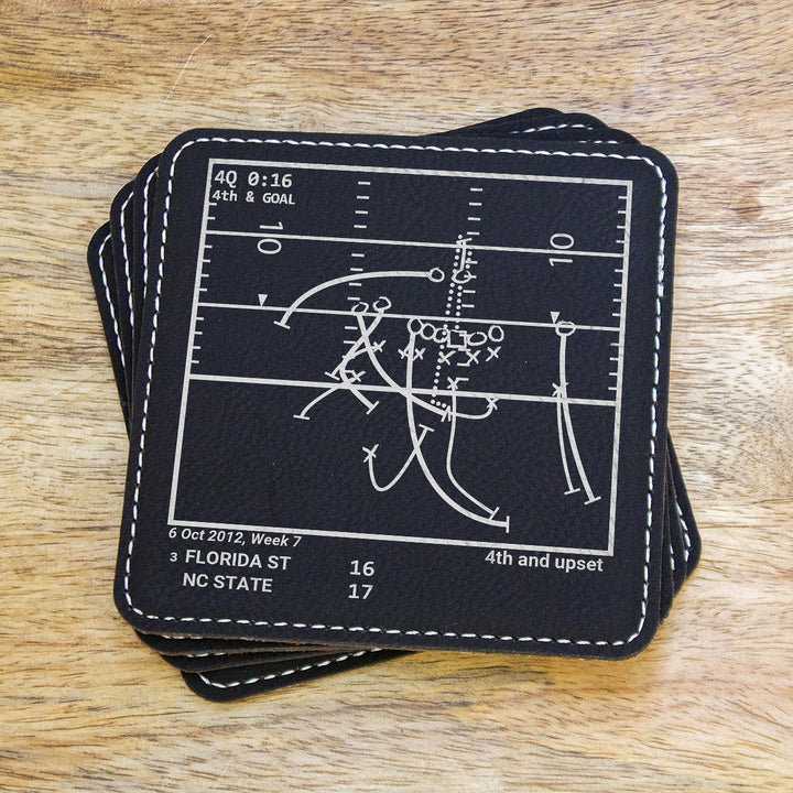 Greatest NC State Football Plays: Leatherette Coasters (Set of 4)