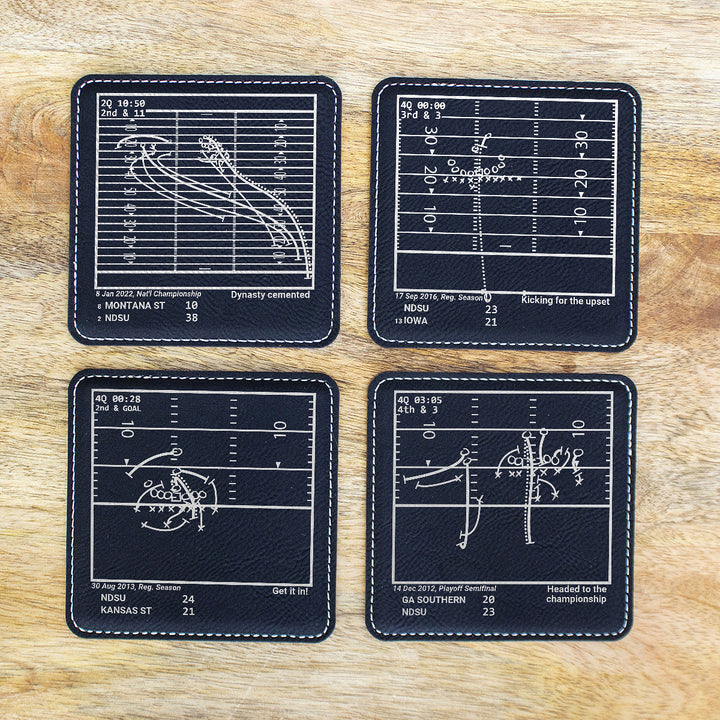 Greatest North Dakota State Football Plays: Leatherette Coasters (Set of 4)