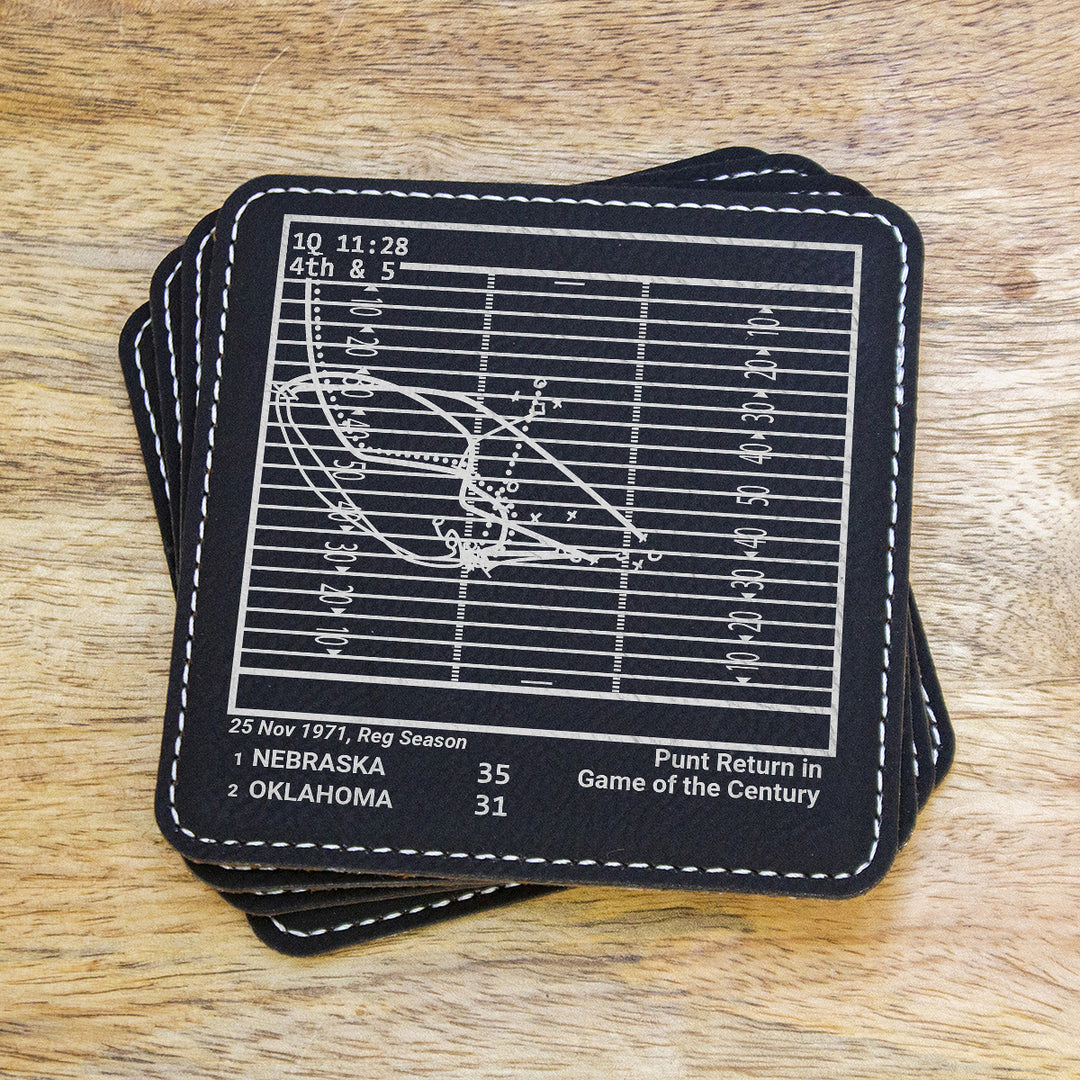 Greatest Nebraska Football Plays: Leatherette Coasters (Set of 4)