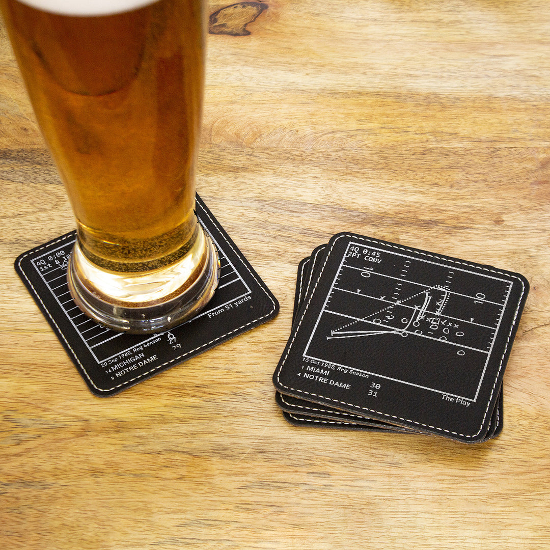 Greatest Notre Dame Football Plays: Leatherette Coasters (Set of 4)