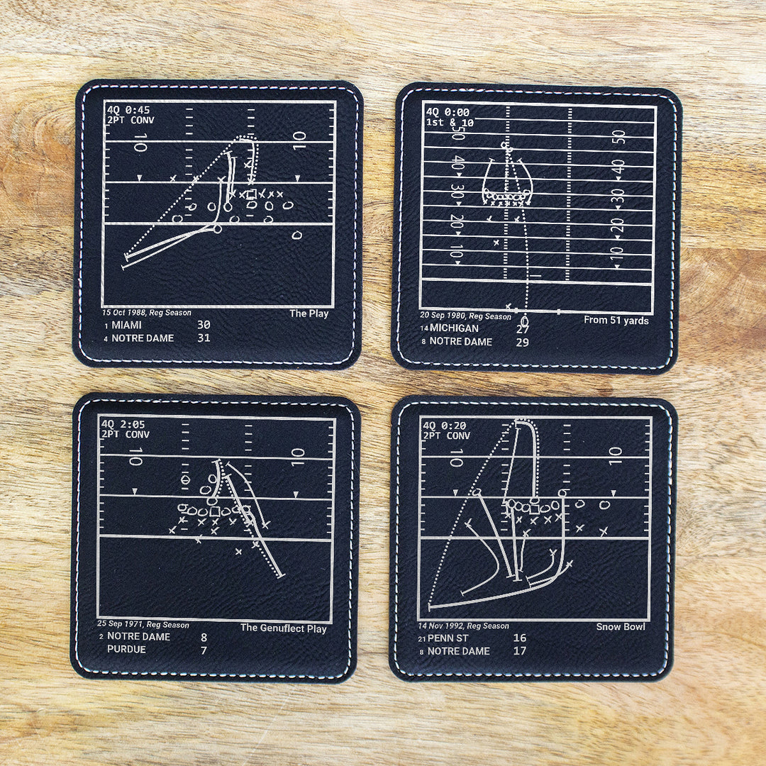 Greatest Notre Dame Football Plays: Leatherette Coasters (Set of 4)