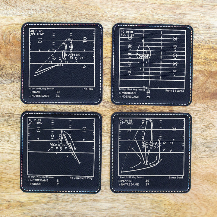 Greatest Notre Dame Football Plays: Leatherette Coasters (Set of 4)