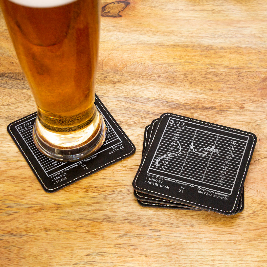 <b>2025 Championship Set </b> | Ohio State Football 2025 Greatest Plays: Leatherette Coasters (Set of 4)