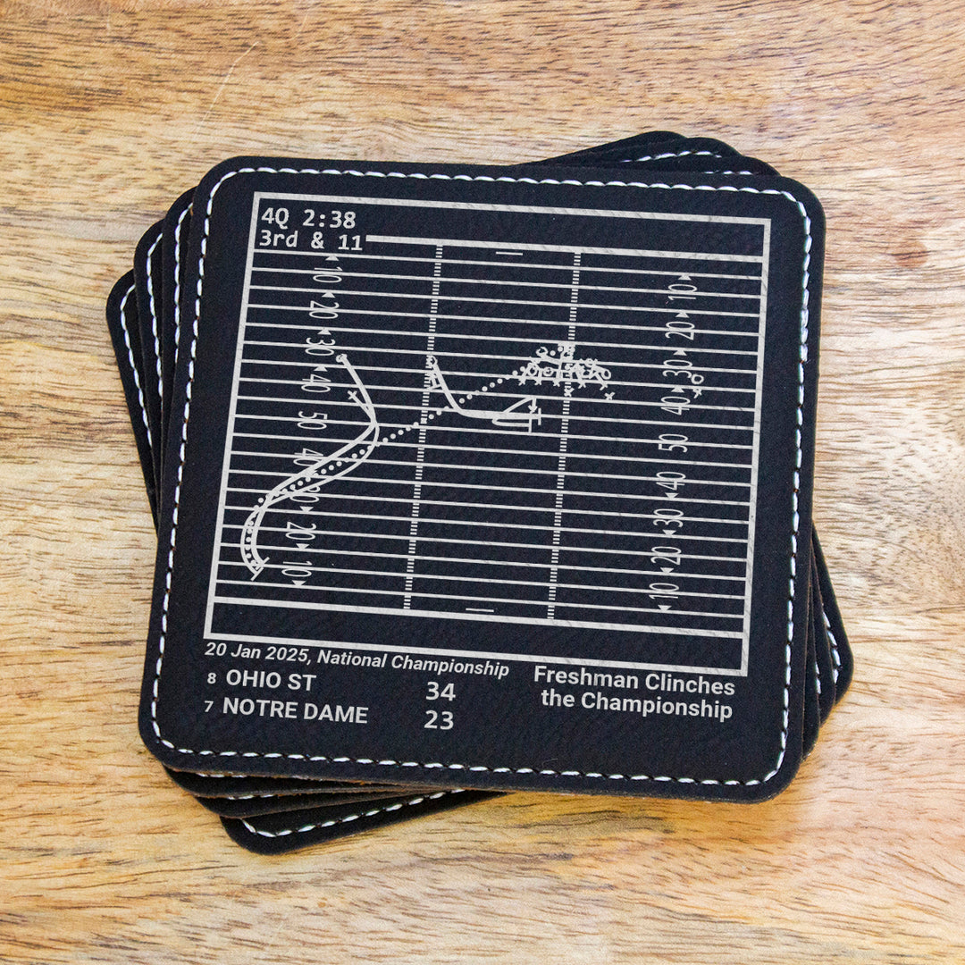 <b>2025 Championship Set </b> | Ohio State Football 2025 Greatest Plays: Leatherette Coasters (Set of 4)