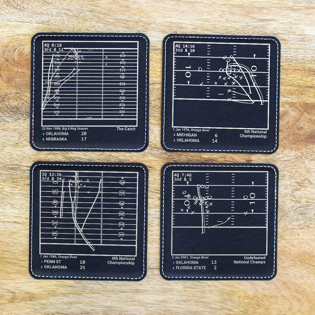Greatest Oklahoma Football Plays: Leatherette Coasters (Set of 4)