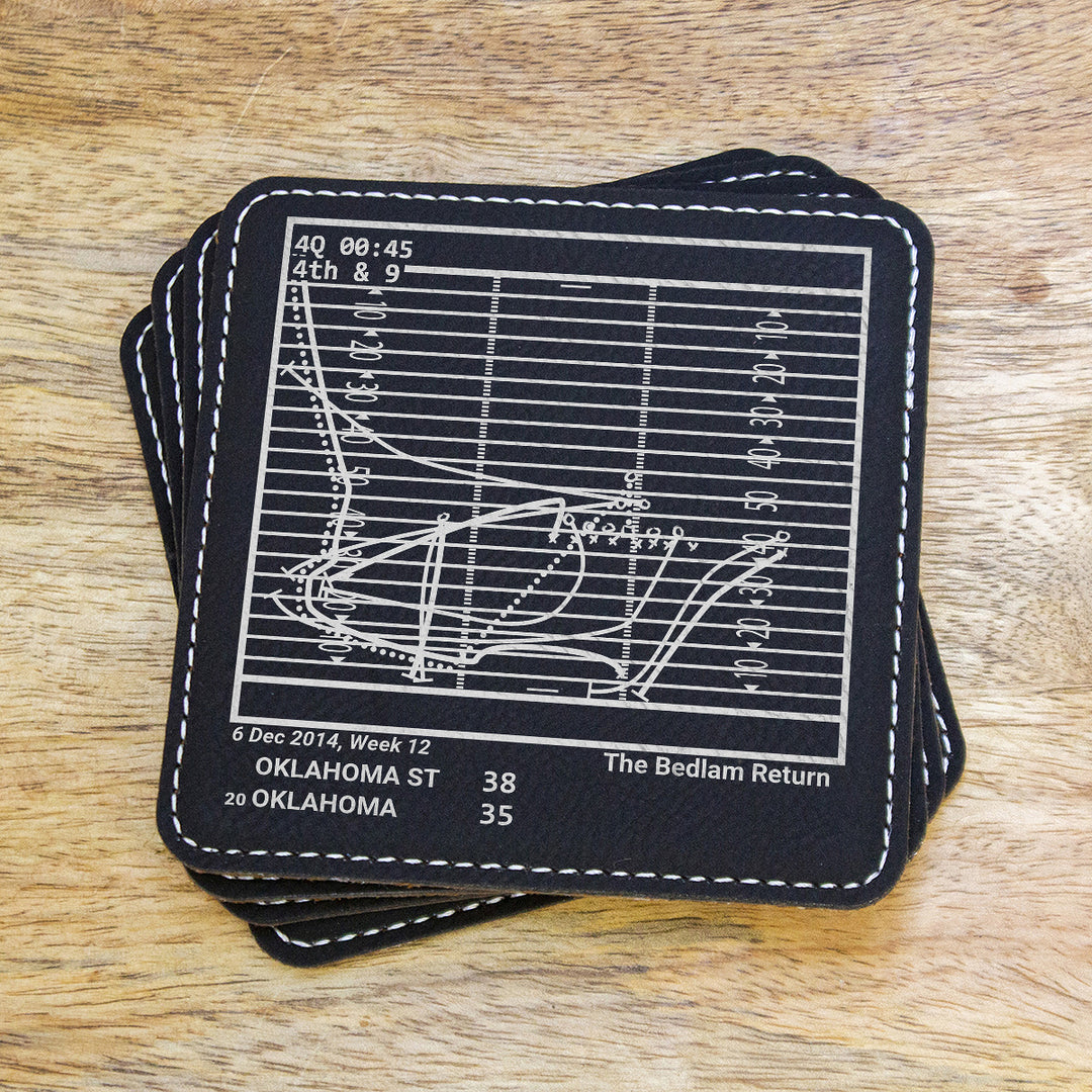 Greatest Oklahoma State Football Plays: Leatherette Coasters (Set of 4)