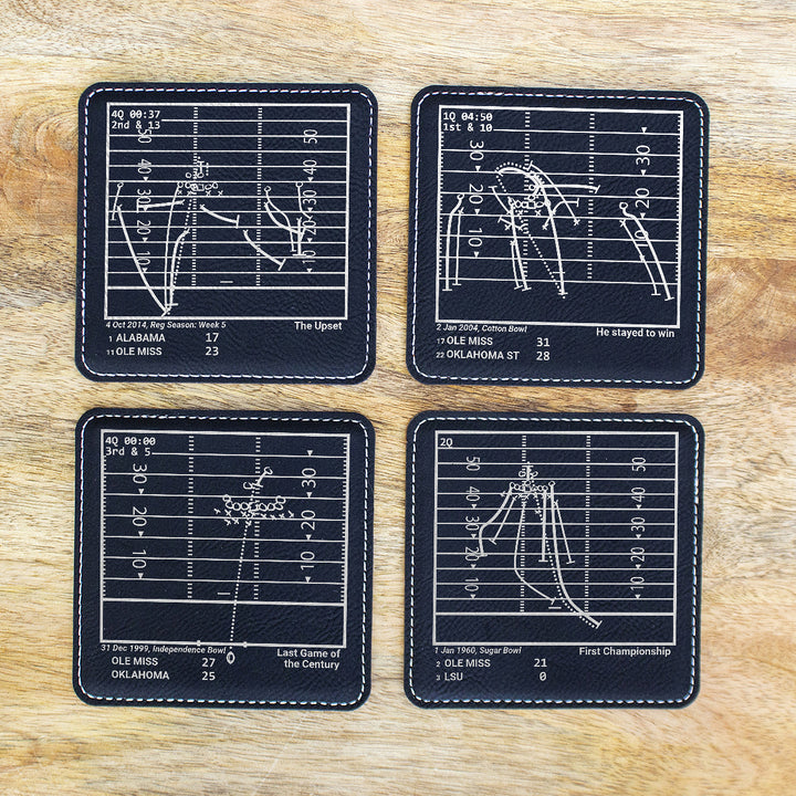 Greatest Ole Miss Football Plays: Leatherette Coasters (Set of 4)