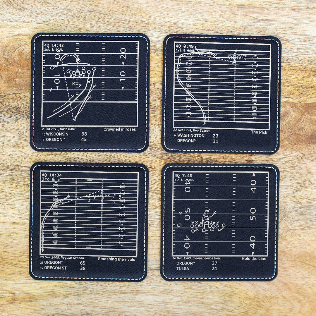 Greatest Oregon Football Plays: Leatherette Coasters (Set of 4)