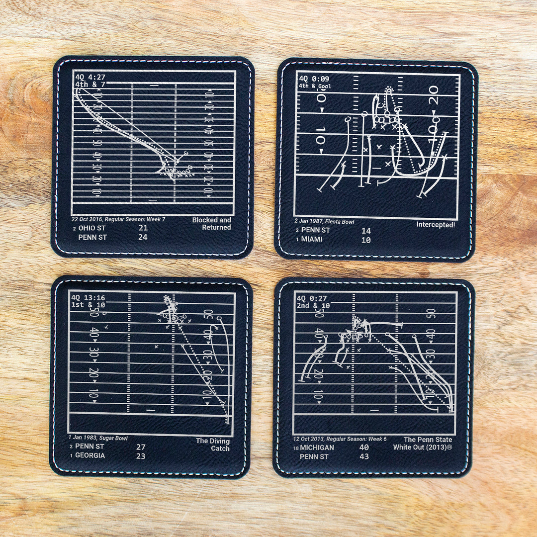 Penn State Football Greatest Plays: Leatherette Coasters (Set of 4)