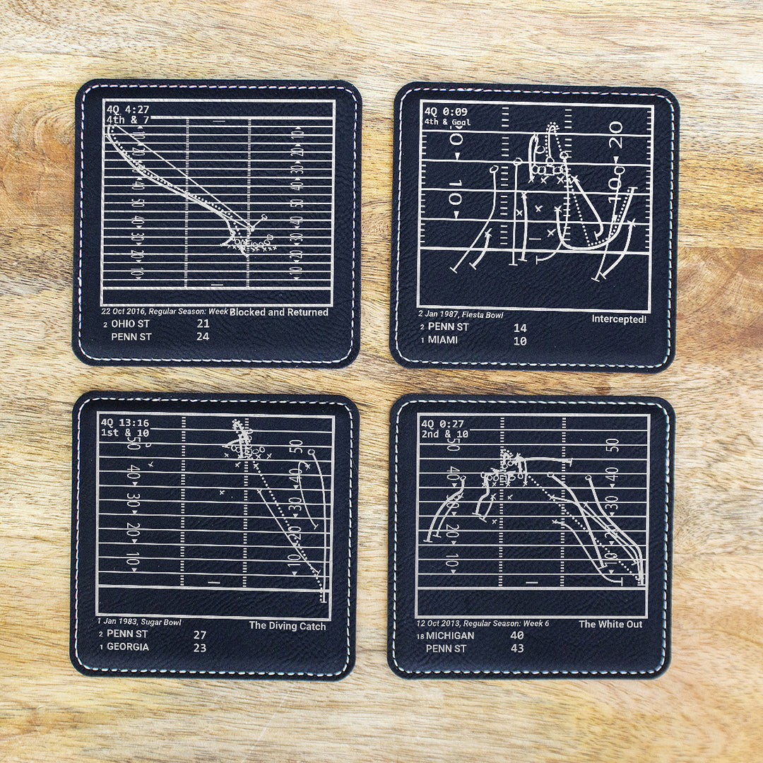Greatest Penn State Football Plays: Leatherette Coasters (Set of 4)