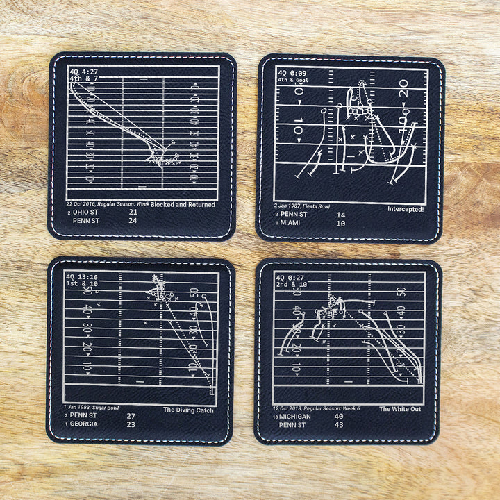 Greatest Penn State Football Plays: Leatherette Coasters (Set of 4)