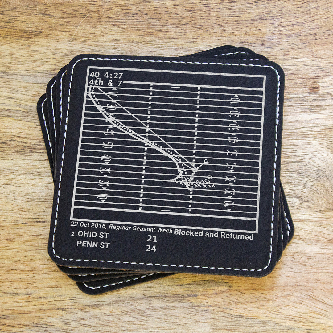 Greatest Penn State Football Plays: Leatherette Coasters (Set of 4)