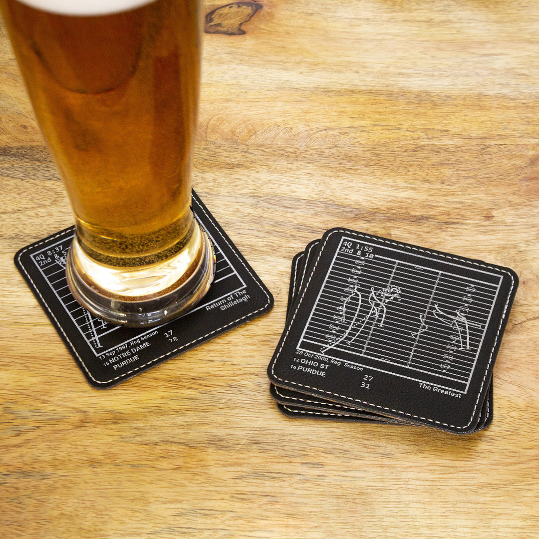 Greatest Purdue Football Plays: Leatherette Coasters (Set of 4)