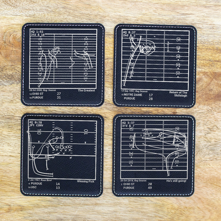 Greatest Purdue Football Plays: Leatherette Coasters (Set of 4)