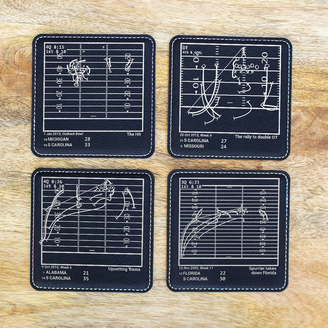 Greatest South Carolina Football Plays: Leatherette Coasters (Set of 4)