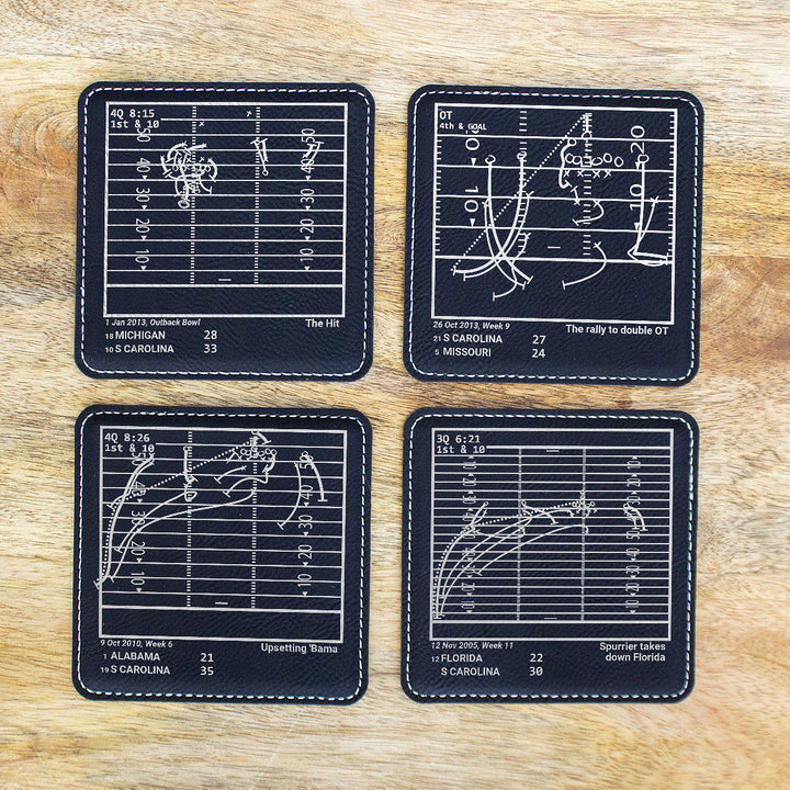 Greatest South Carolina Football Plays: Leatherette Coasters (Set of 4)