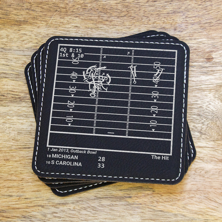 Greatest South Carolina Football Plays: Leatherette Coasters (Set of 4)