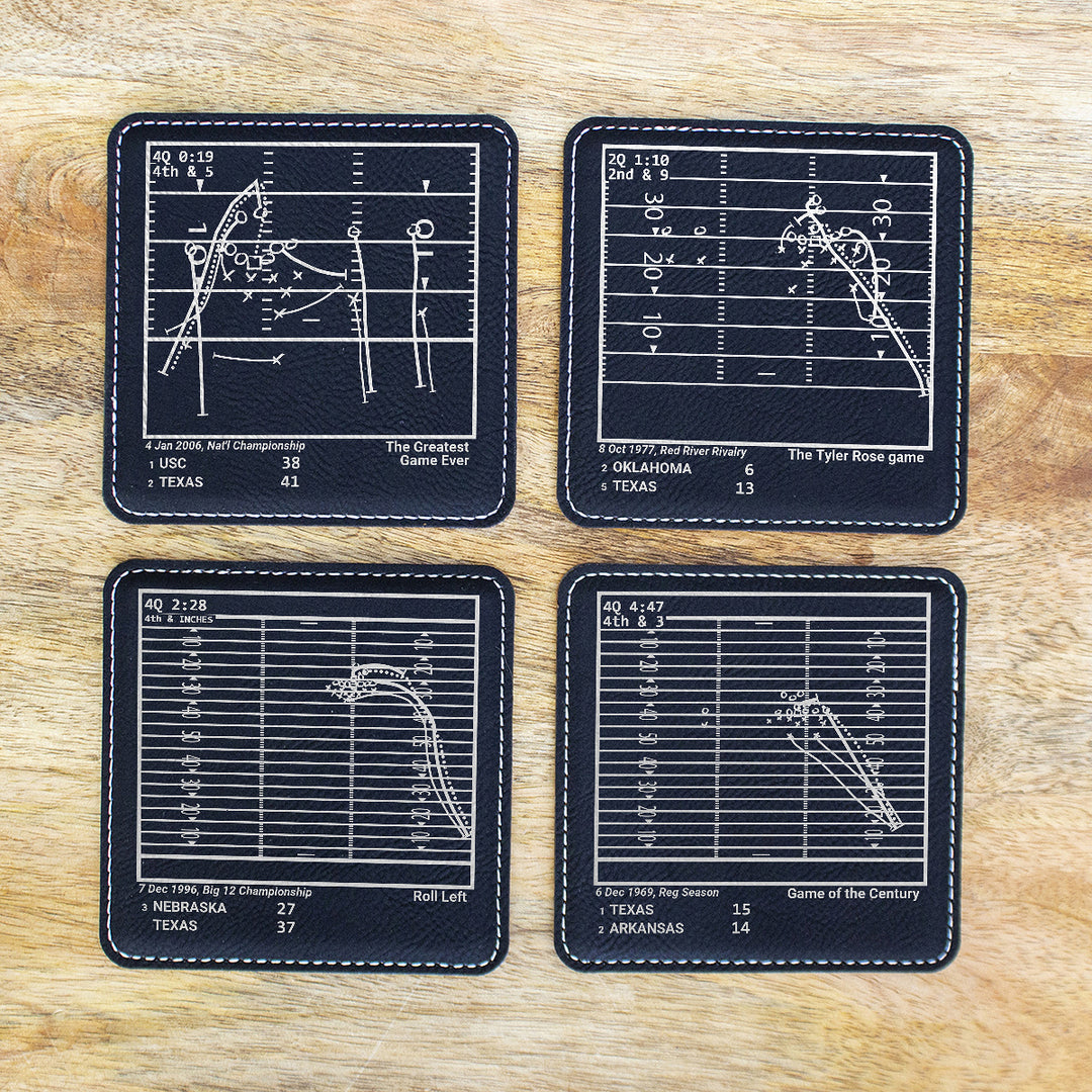 Greatest Texas Football Plays: Leatherette Coasters (Set of 4)