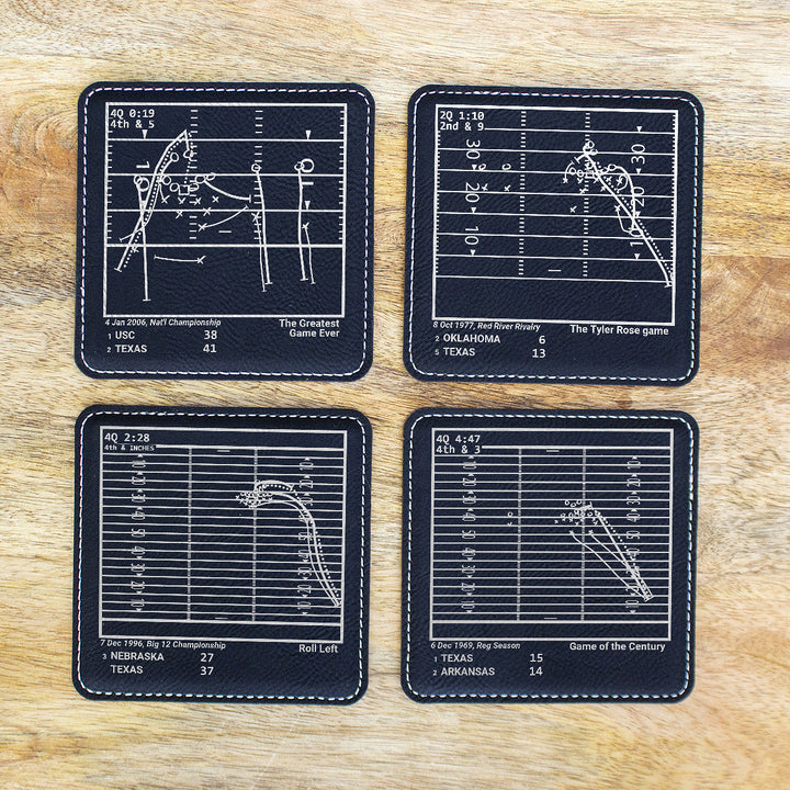 Greatest Texas Football Plays: Leatherette Coasters (Set of 4)