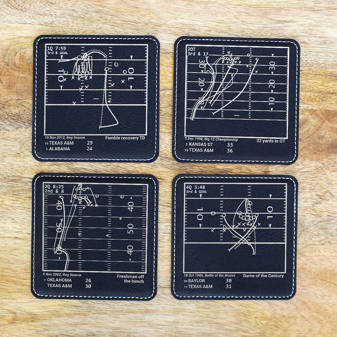 Greatest Texas A&M Football Plays: Leatherette Coasters (Set of 4)